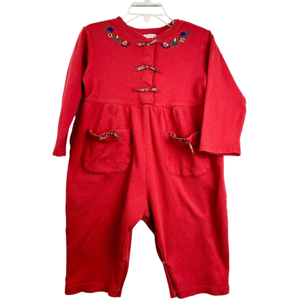 Vintage Baby Gap‎ Red Embroidered Jumpsuit Toddler Girls 18-24M